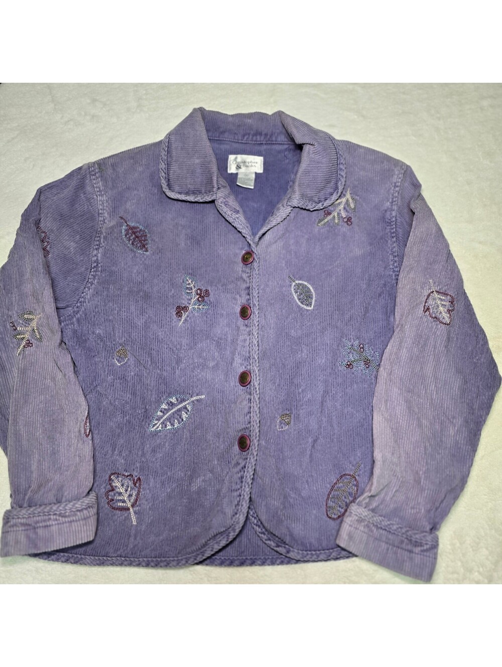 Vintage Christopher & Banks Embroidered Corduroy Jacket